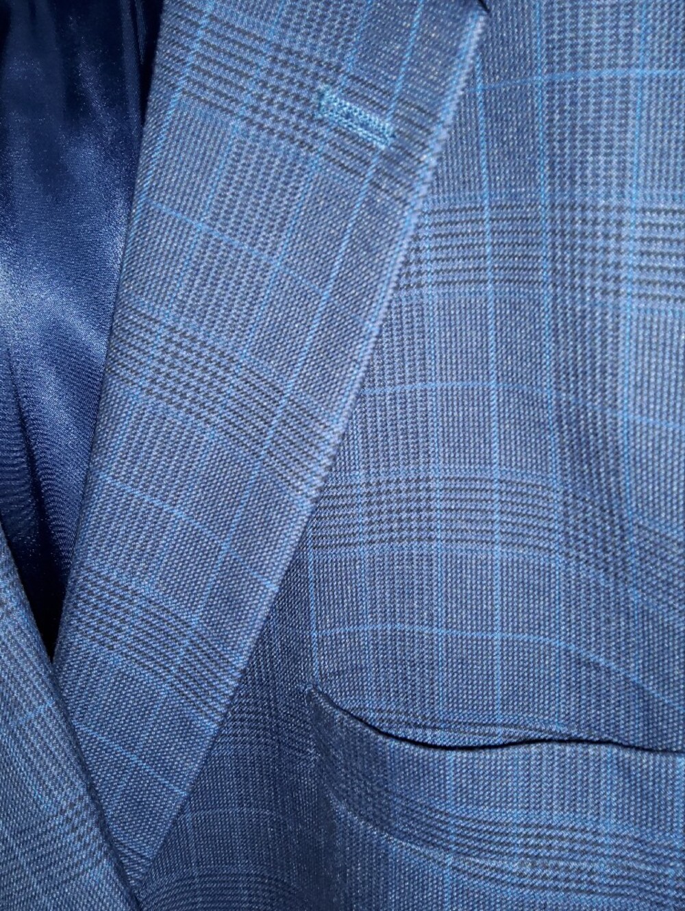 Men's Navy Plaid Blazer - Classic Two-Button Suit Jacket